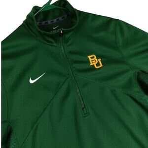 Nike Dri-Fit 1/4 Zip Training Mens Large Green Baylor University Texas Mock Neck